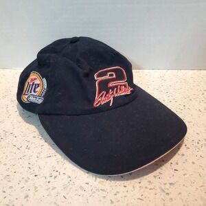 Miller Lite Racing Nascar Rusty Wallace #2 Cap Adjustable Strap Hat Navy Blue